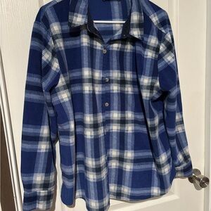 Blue Plaid Button-Up Shirt/Jacket